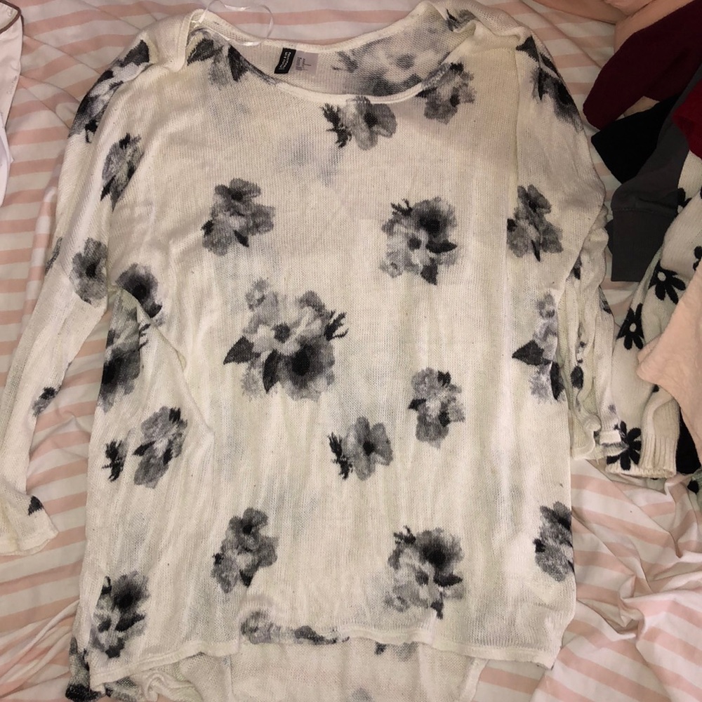 White Floral Sweater